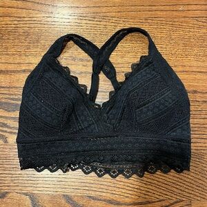 Aerie Black Lace Crochet Bralette Size S